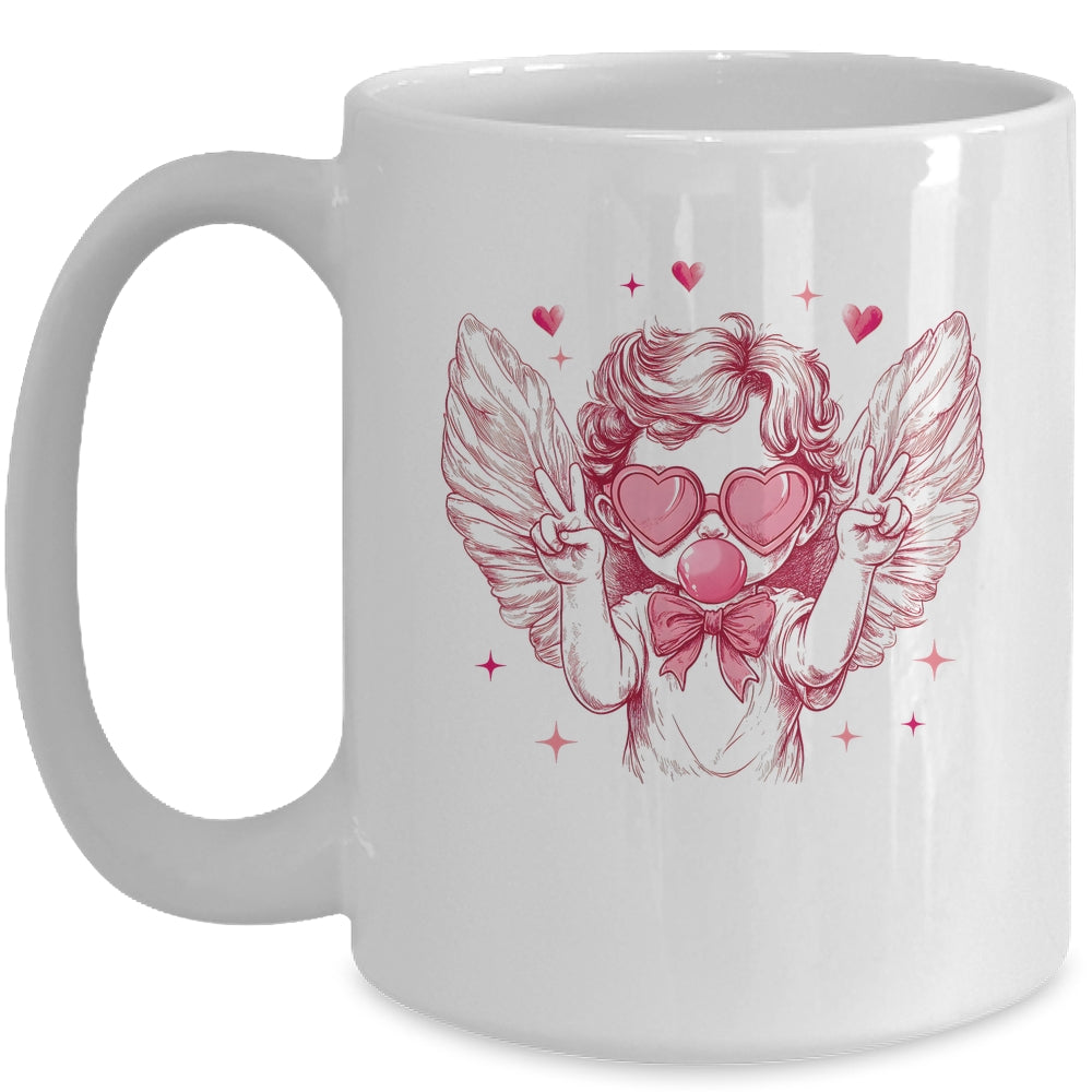 Retro Cupid Valentine Blowing Bubble Vintage Valentines Day Mug | teecentury
