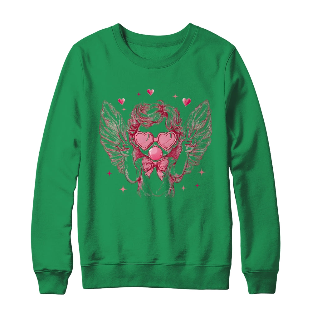 Retro Cupid Valentine Blowing Bubble Vintage Valentines Day Shirt & Sweatshirt | teecentury
