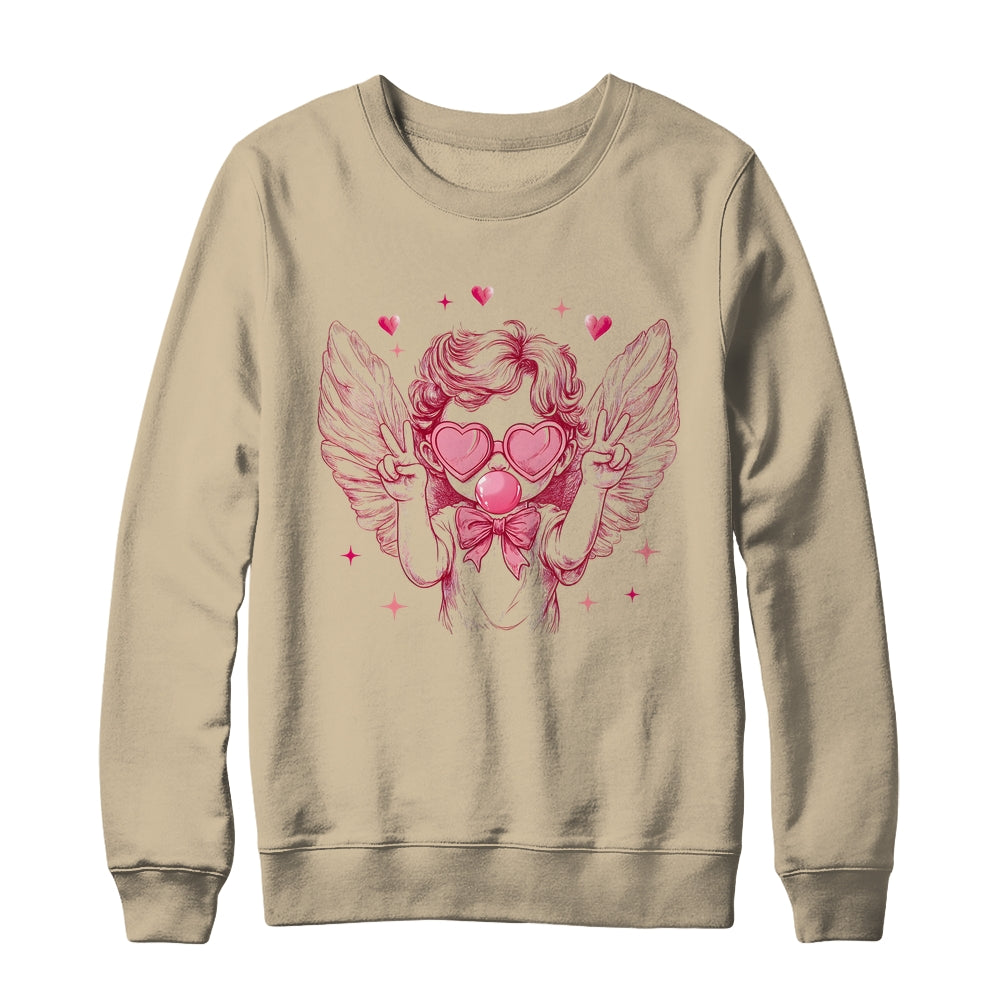 Retro Cupid Valentine Blowing Bubble Vintage Valentines Day Shirt & Sweatshirt | teecentury
