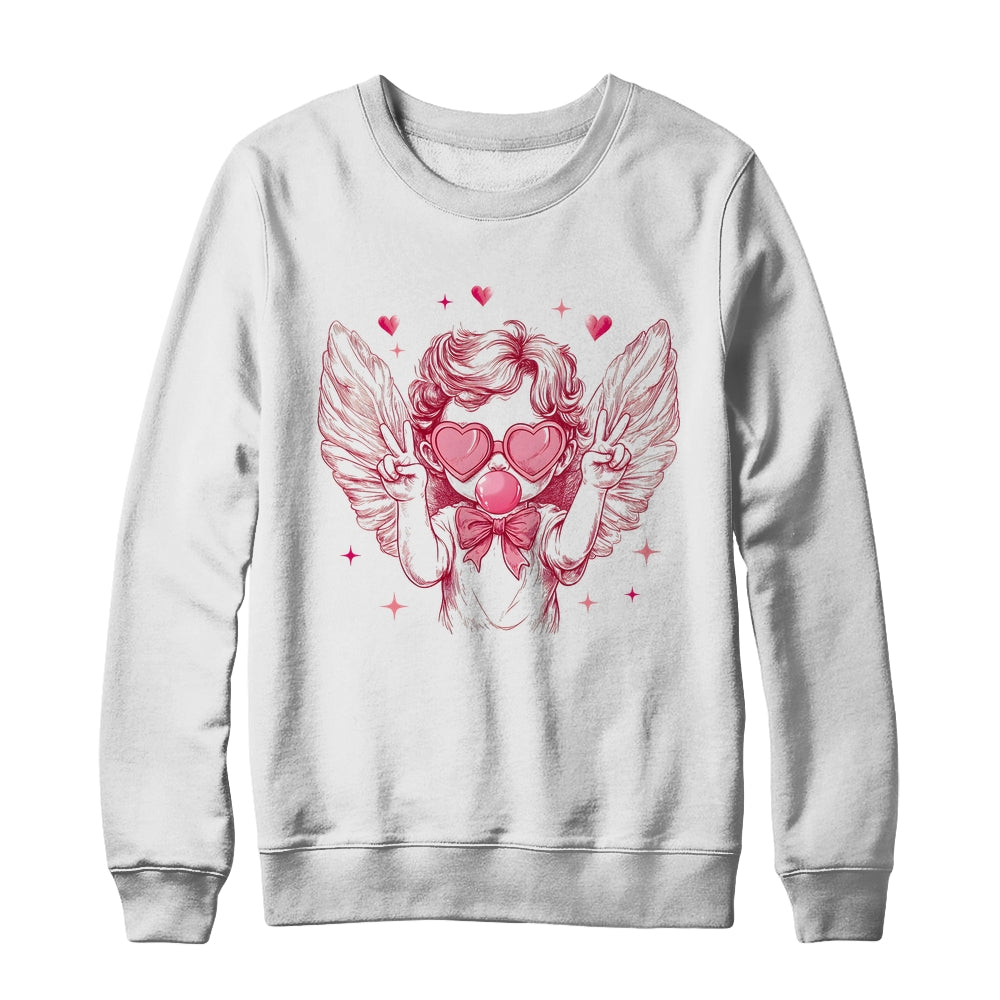 Retro Cupid Valentine Blowing Bubble Vintage Valentines Day Shirt & Sweatshirt | teecentury