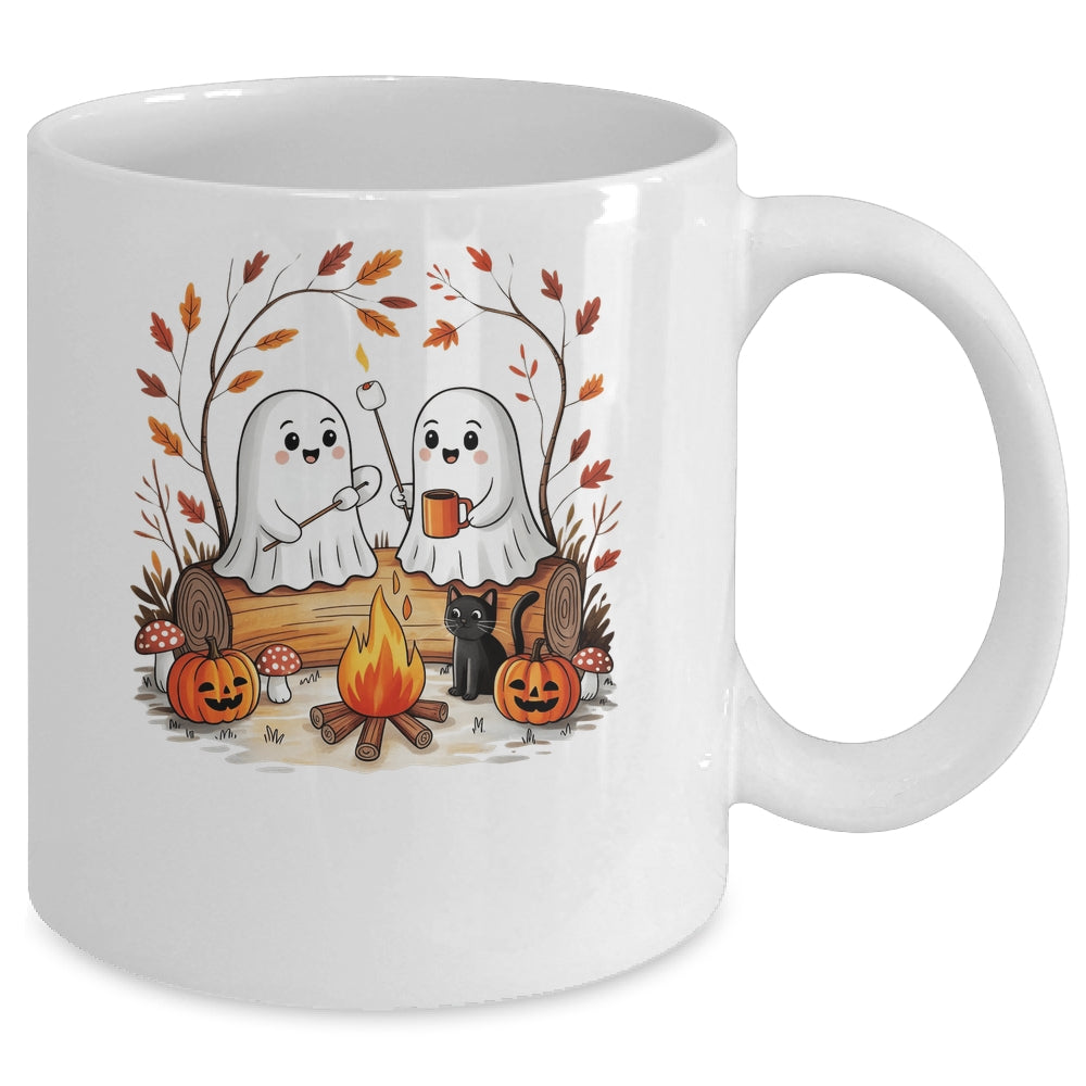 Retro Cute Ghost Funny Halloween Fall Camping Boo Ghosts Mug | teecentury