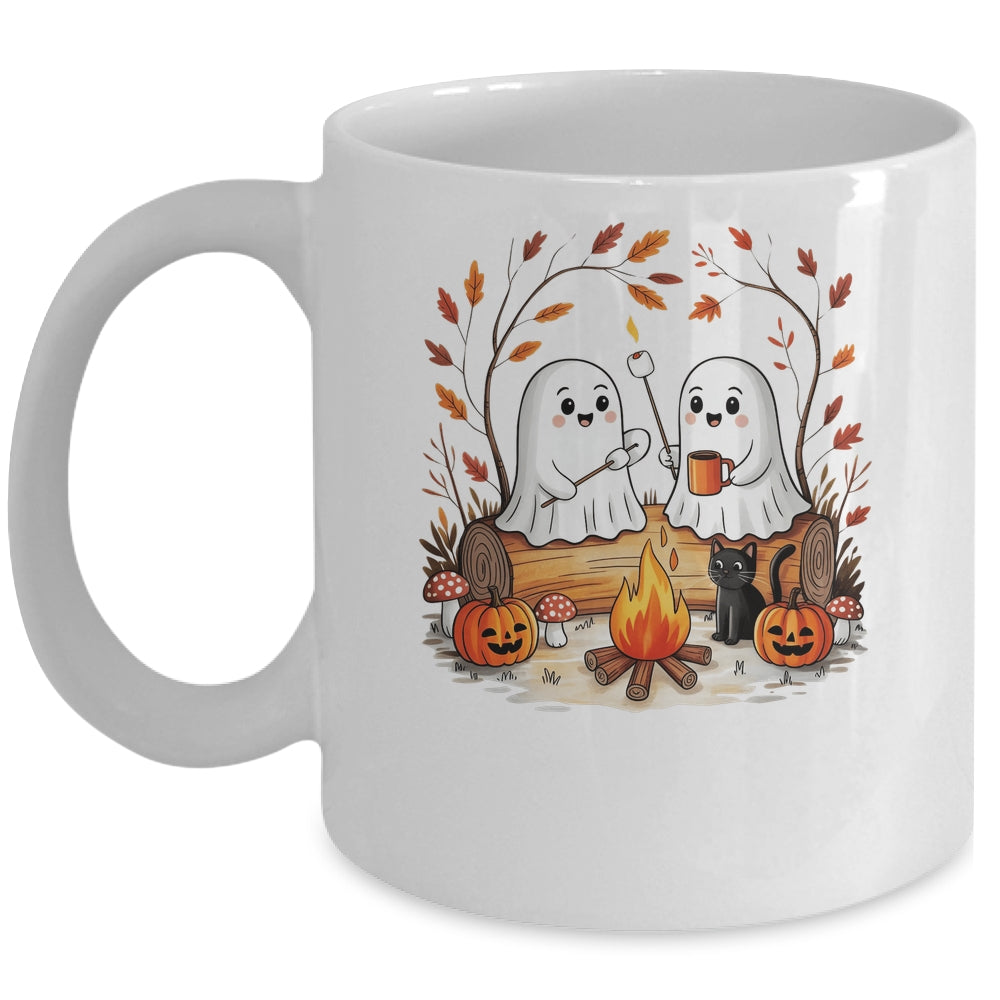 Retro Cute Ghost Funny Halloween Fall Camping Boo Ghosts Mug | teecentury
