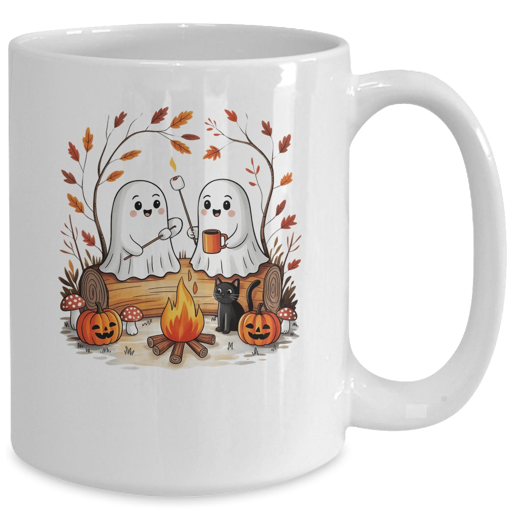Retro Cute Ghost Funny Halloween Fall Camping Boo Ghosts Mug | teecentury
