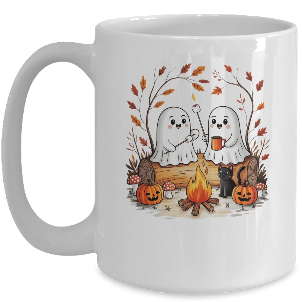 Retro Cute Ghost Funny Halloween Fall Camping Boo Ghosts Mug | teecentury