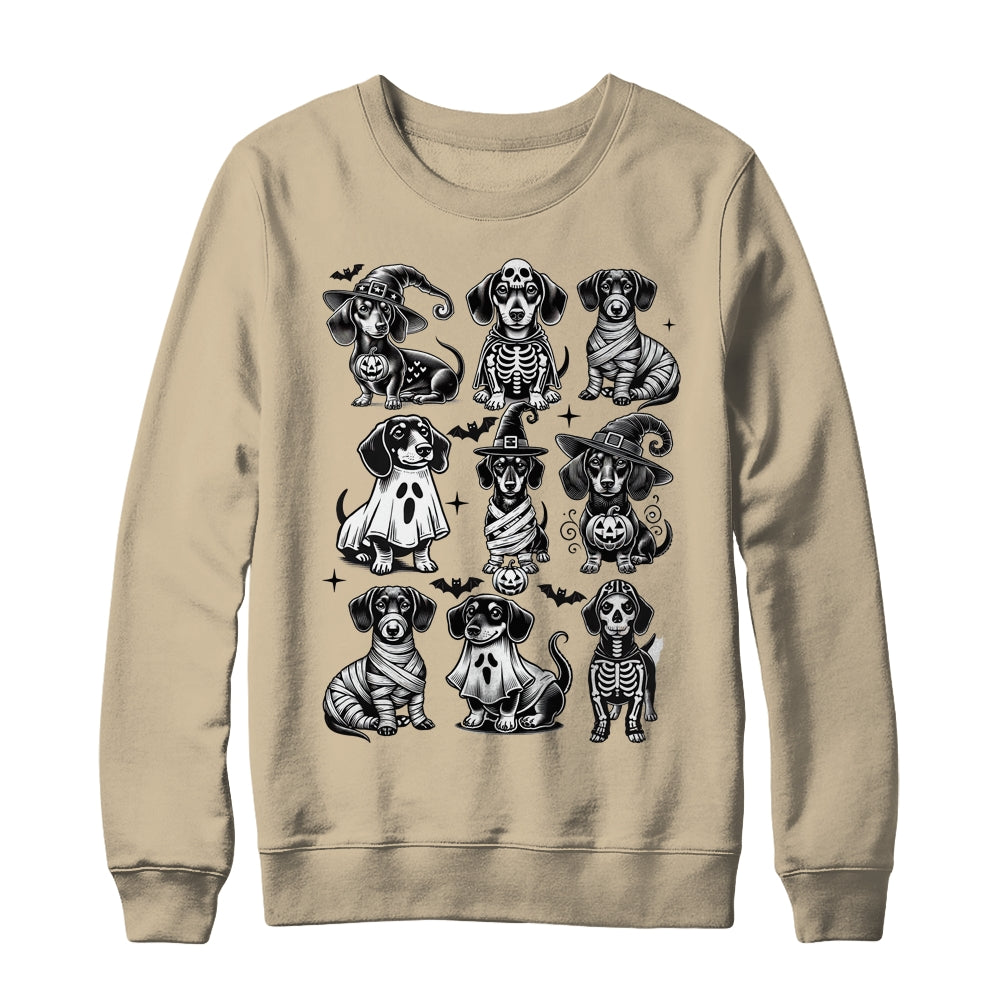 Retro Dachshund Witch Dog Spooky Season Halloween Funny Shirt & Sweatshirt | teecentury