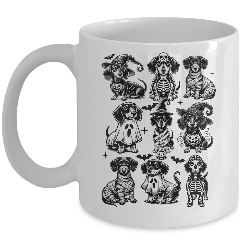 Retro Dachshund Witch Dog Spooky Season Halloween Funny Mug | teecentury