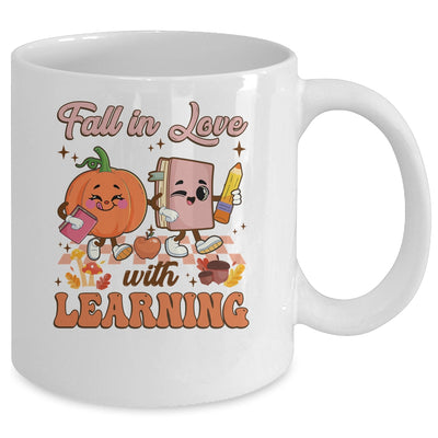 Retro Fall In Love Learning Teacher Pumpkin Spooky Teacher Mug | teecentury