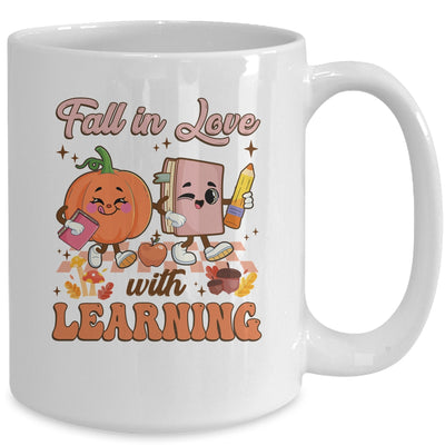 Retro Fall In Love Learning Teacher Pumpkin Spooky Teacher Mug | teecentury