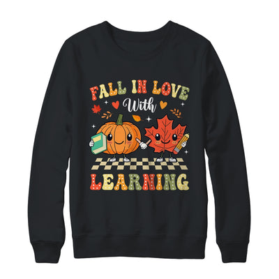 Retro Fall In Love With Learning Autumn Pumpkin Teacher Shirt & Sweatshirt | teecentury