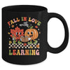 Retro Fall In Love With Learning Autumn Pumpkin Teacher Kids Mug | teecentury