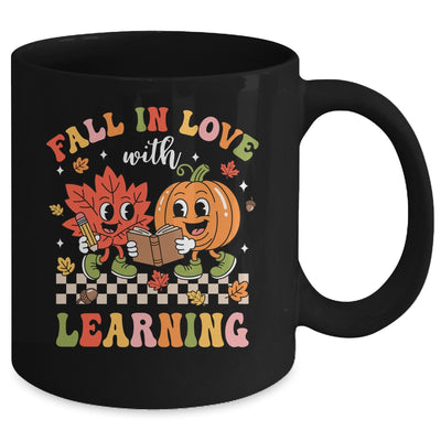 Retro Fall In Love With Learning Autumn Pumpkin Teacher Kids Mug | teecentury