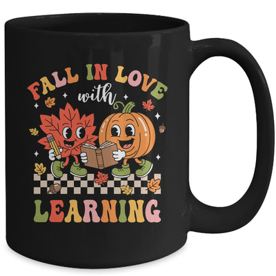 Retro Fall In Love With Learning Autumn Pumpkin Teacher Kids Mug | teecentury