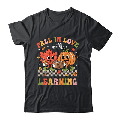 Retro Fall In Love With Learning Autumn Pumpkin Teacher Kids Shirt & Hoodie | teecentury