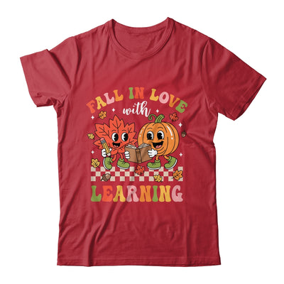 Retro Fall In Love With Learning Autumn Pumpkin Teacher Kids Shirt & Hoodie | teecentury