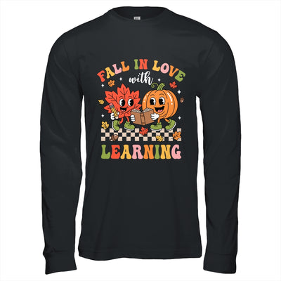 Retro Fall In Love With Learning Autumn Pumpkin Teacher Kids Shirt & Hoodie | teecentury
