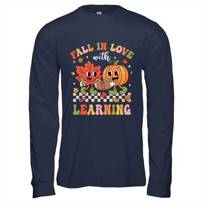 Retro Fall In Love With Learning Autumn Pumpkin Teacher Kids Shirt & Hoodie | teecentury