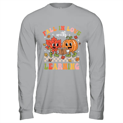 Retro Fall In Love With Learning Autumn Pumpkin Teacher Kids Shirt & Hoodie | teecentury