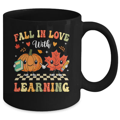 Retro Fall In Love With Learning Autumn Pumpkin Teacher Mug | teecentury