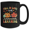 Retro Fall In Love With Learning Autumn Pumpkin Teacher Mug | teecentury