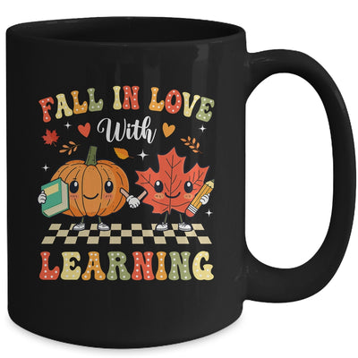 Retro Fall In Love With Learning Autumn Pumpkin Teacher Mug | teecentury