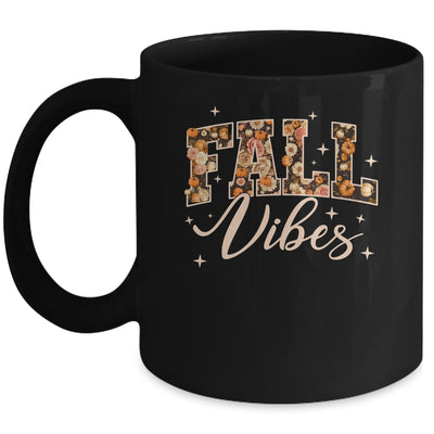 Retro Fall Vibes Preppy Floral Pumpkin Fall Autumn Vibes Mug | teecentury