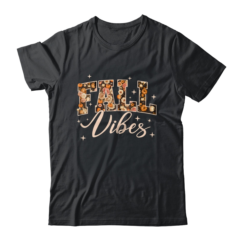 Retro Fall Vibes Preppy Floral Pumpkin Fall Autumn Vibes Shirt & Sweatshirt | teecentury