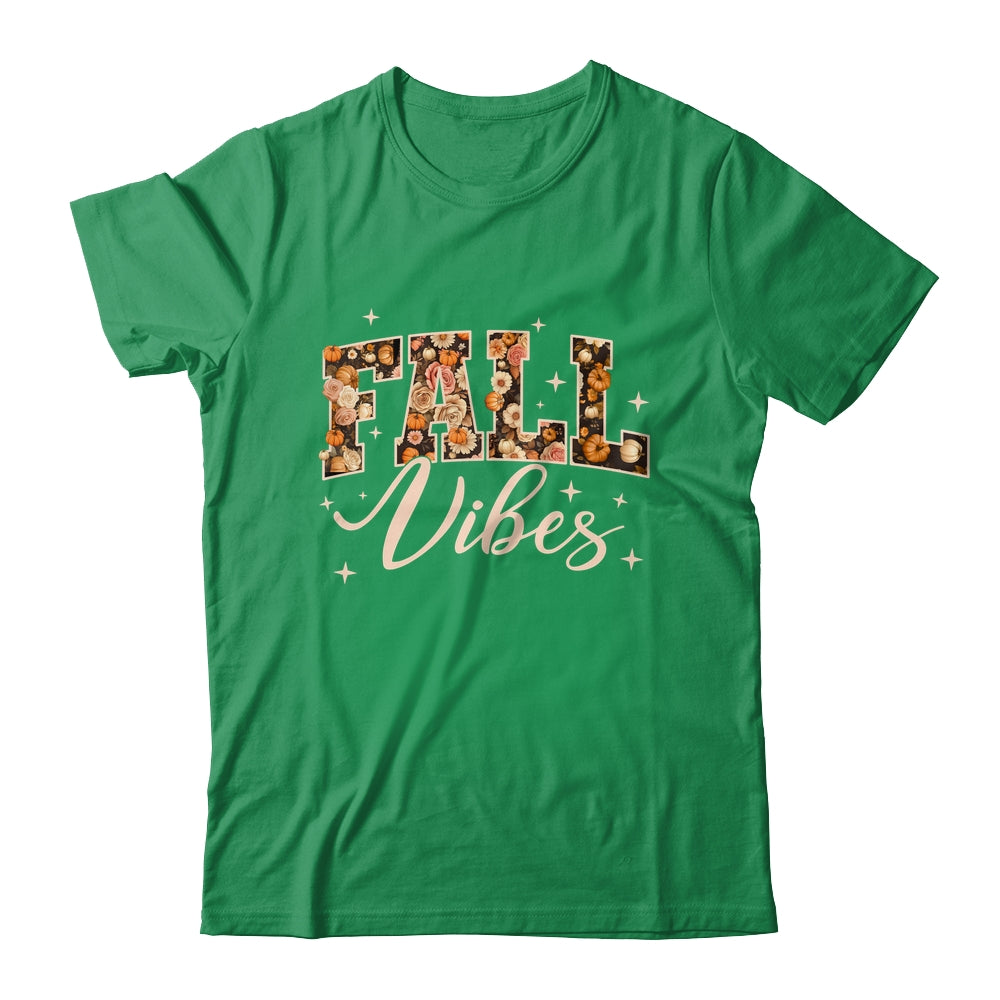 Retro Fall Vibes Preppy Floral Pumpkin Fall Autumn Vibes Shirt & Sweatshirt | teecentury