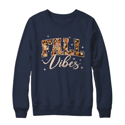 Retro Fall Vibes Preppy Floral Pumpkin Fall Autumn Vibes Shirt & Sweatshirt | teecentury