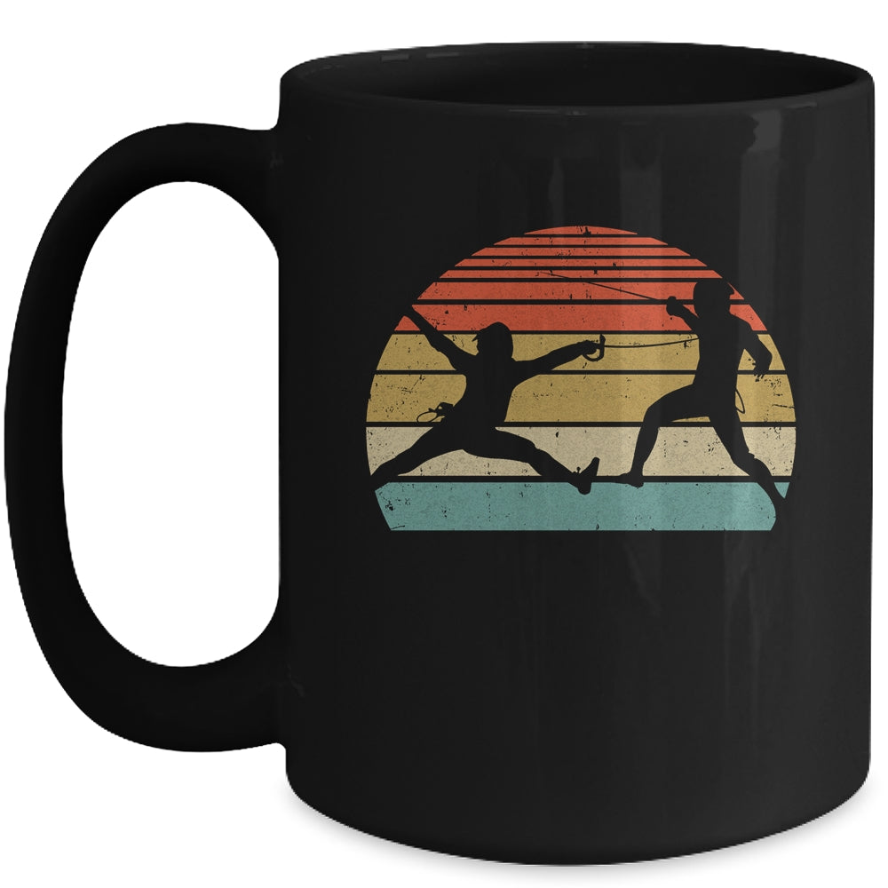 Retro Fencing Design For Men Women Vintage Fencing Sword Mug | teecentury