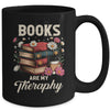 Retro Floral Books Are My Therapy Book Lover Aesthetic Girl Mug | teecentury