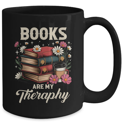 Retro Floral Books Are My Therapy Book Lover Aesthetic Girl Mug | teecentury