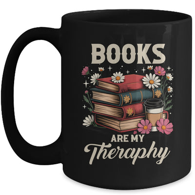 Retro Floral Books Are My Therapy Book Lover Aesthetic Girl Mug | teecentury