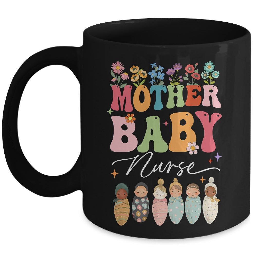 Retro Floral Mother Baby Nurse Womens Nurse Week Mug | teecentury