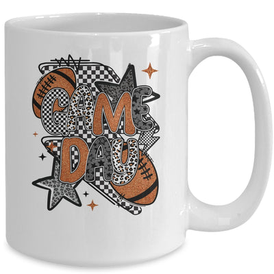 Retro Football Game Day Checkered Leopard Football Mama Mom Mug | teecentury