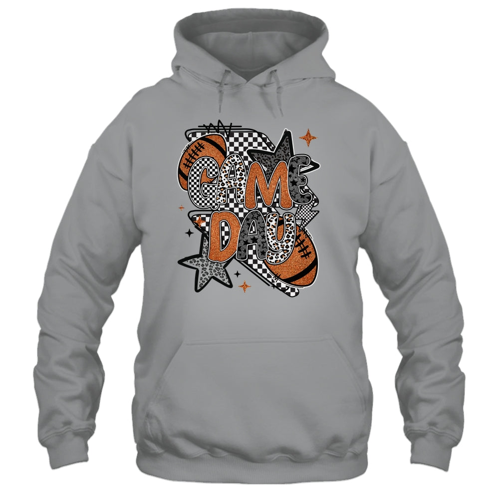 Retro Football Game Day Checkered Leopard Football Mama Mom Shirt & Tank Top | teecentury