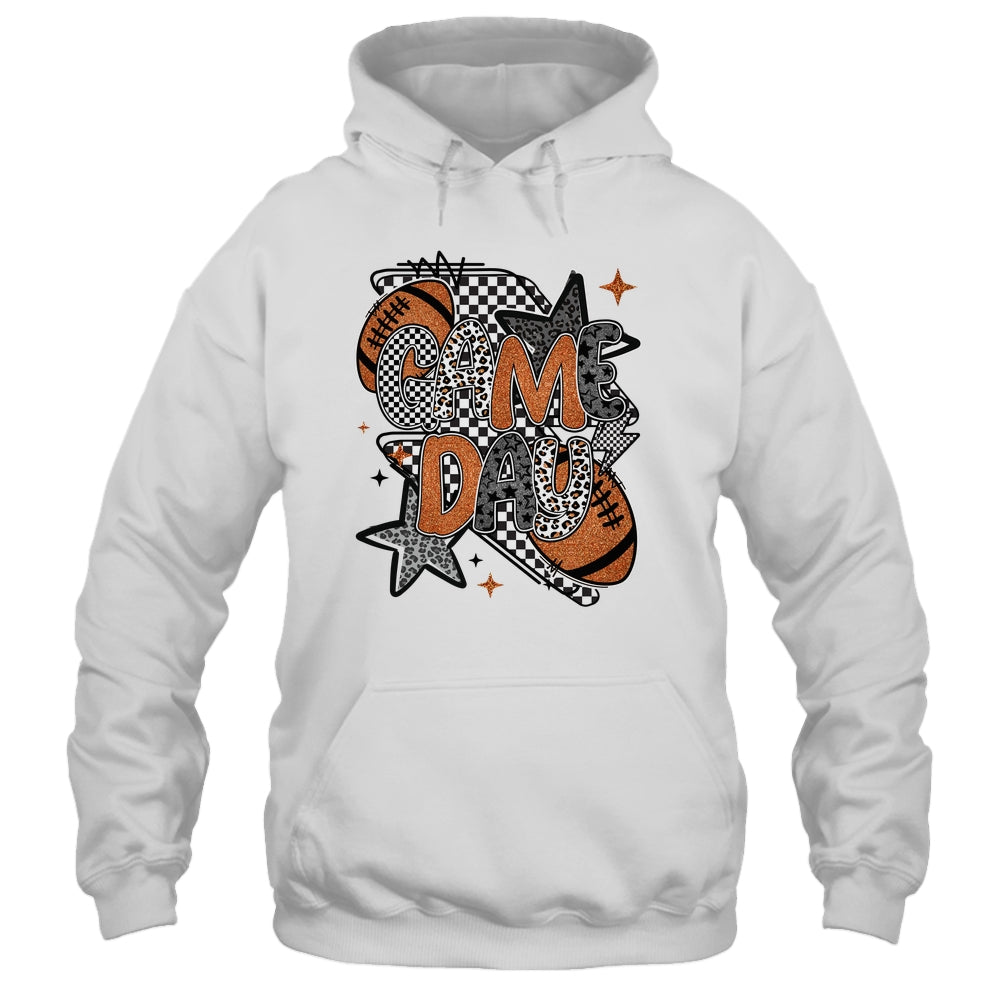 Retro Football Game Day Checkered Leopard Football Mama Mom Shirt & Tank Top | teecentury