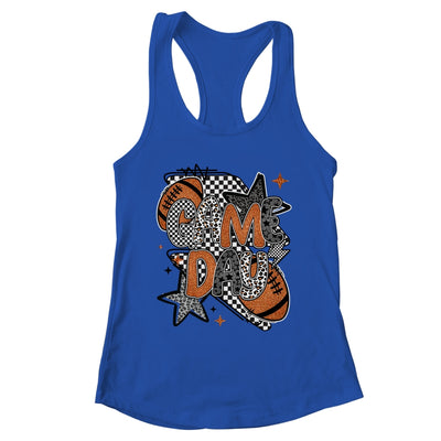 Retro Football Game Day Checkered Leopard Football Mama Mom Shirt & Tank Top | teecentury