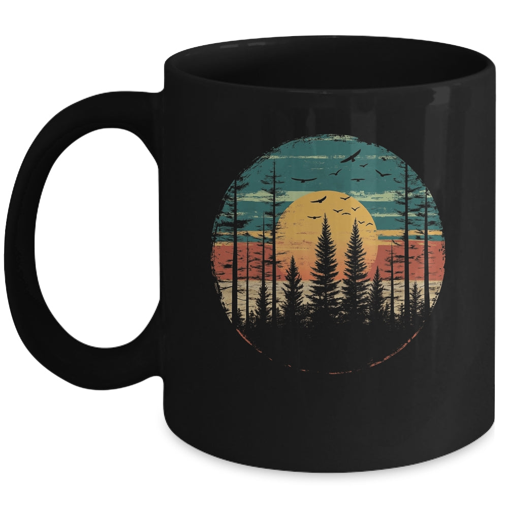 Retro Forest Trees Outdoors Nature Women Men Vintage Graphic Mug | teecentury