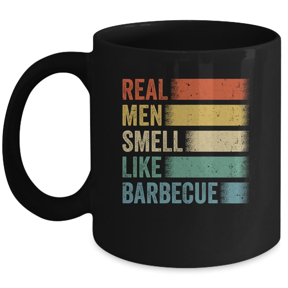 Retro Funny BBQ Grilling Real Men Smell Like Barbeque Grill Mug | teecentury