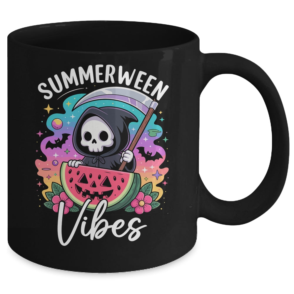 Retro Ghost Summerween Vibe Watermelon Ghost Summer Skeleton Mug | teecentury