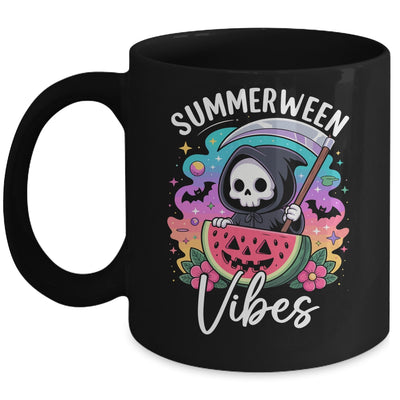 Retro Ghost Summerween Vibe Watermelon Ghost Summer Skeleton Mug | teecentury