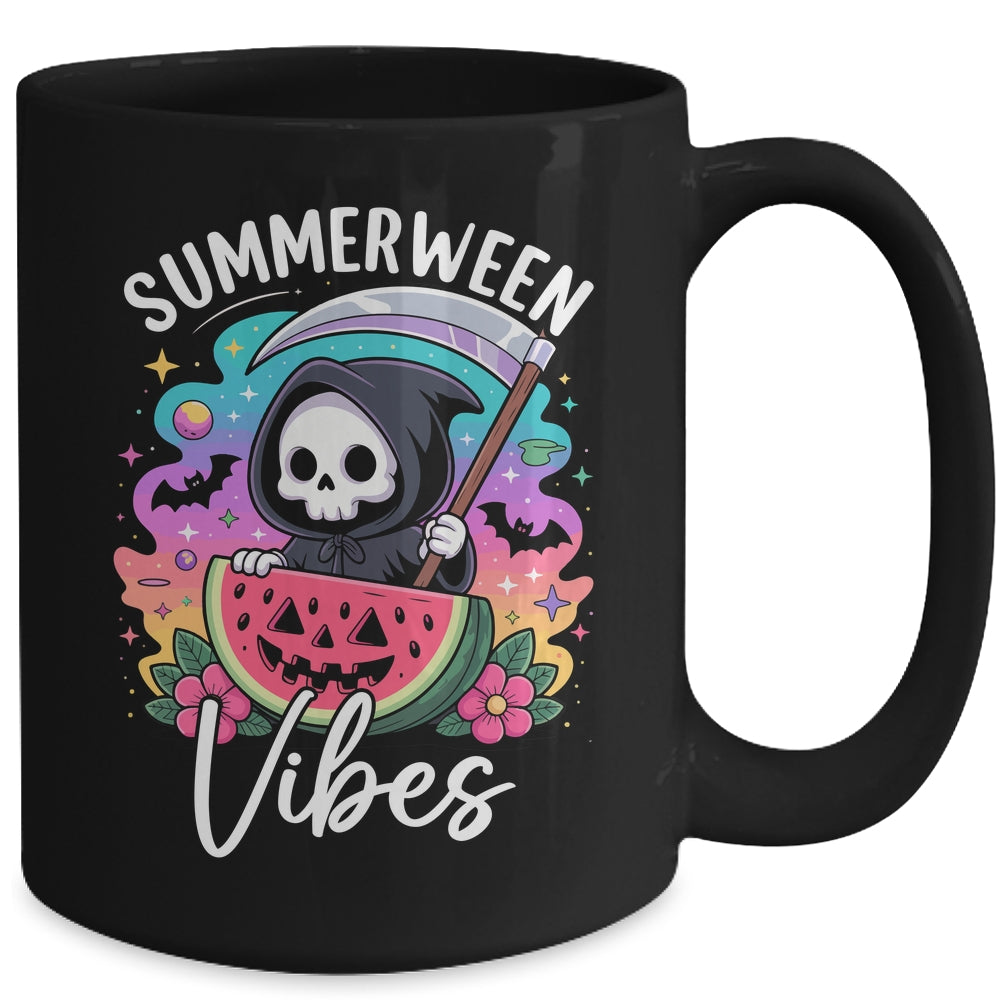 Retro Ghost Summerween Vibe Watermelon Ghost Summer Skeleton Mug | teecentury