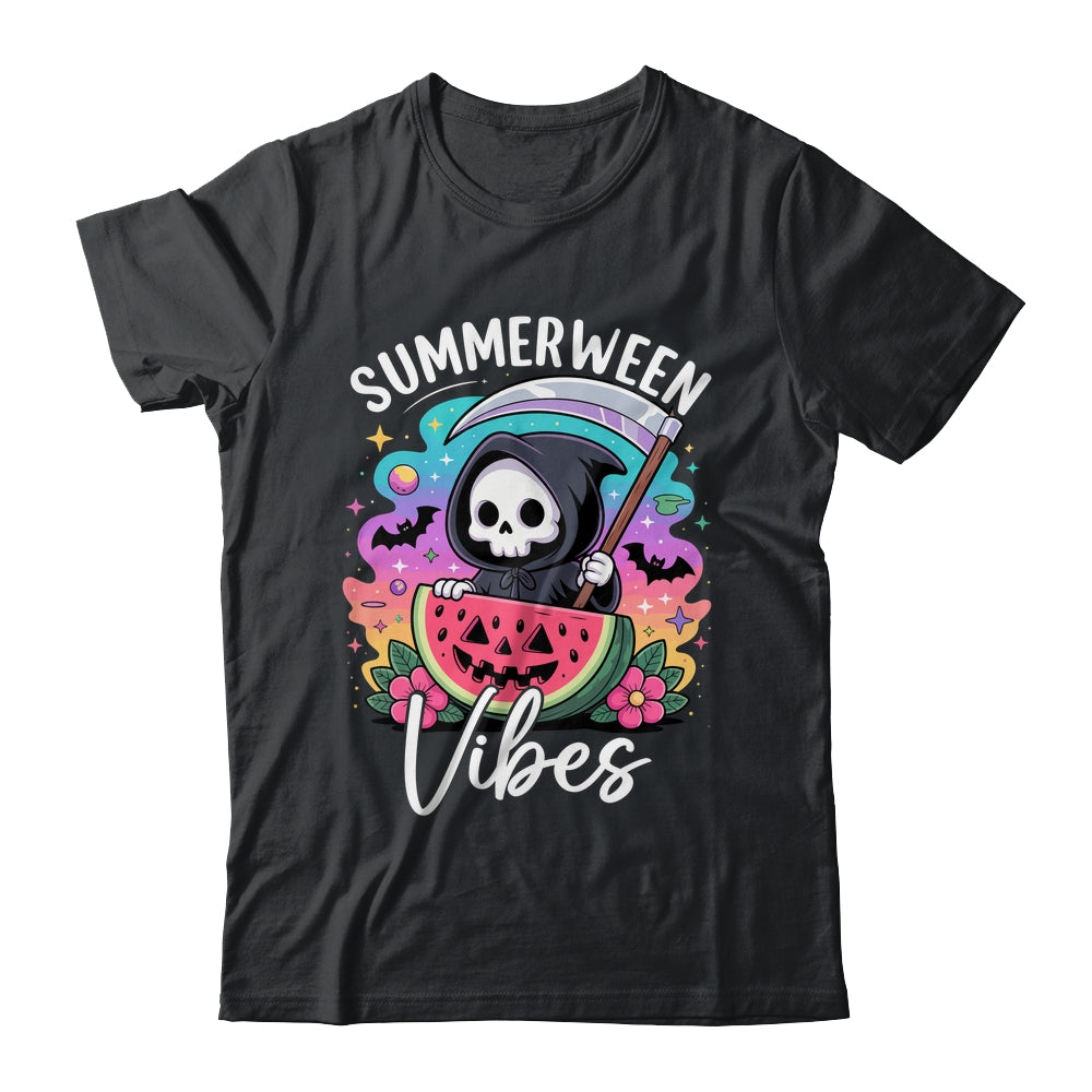 Retro Ghost Summerween Vibe Watermelon Ghost Summer Skeleton Shirt & Tank Top | teecentury