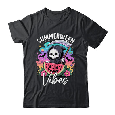 Retro Ghost Summerween Vibe Watermelon Ghost Summer Skeleton Shirt & Tank Top | teecentury