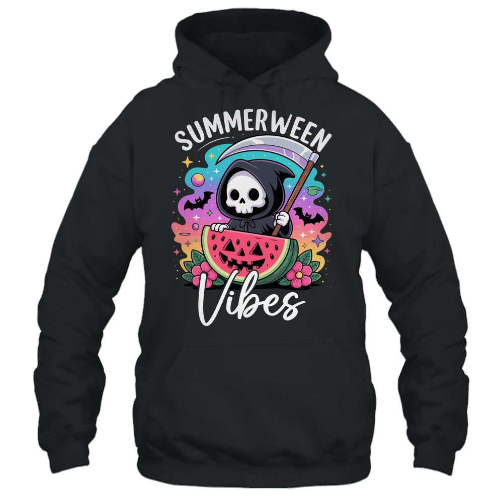 Retro Ghost Summerween Vibe Watermelon Ghost Summer Skeleton Shirt & Tank Top | teecentury