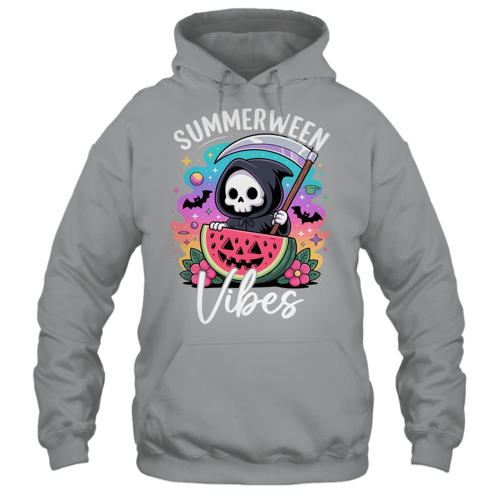 Retro Ghost Summerween Vibe Watermelon Ghost Summer Skeleton Shirt & Tank Top | teecentury