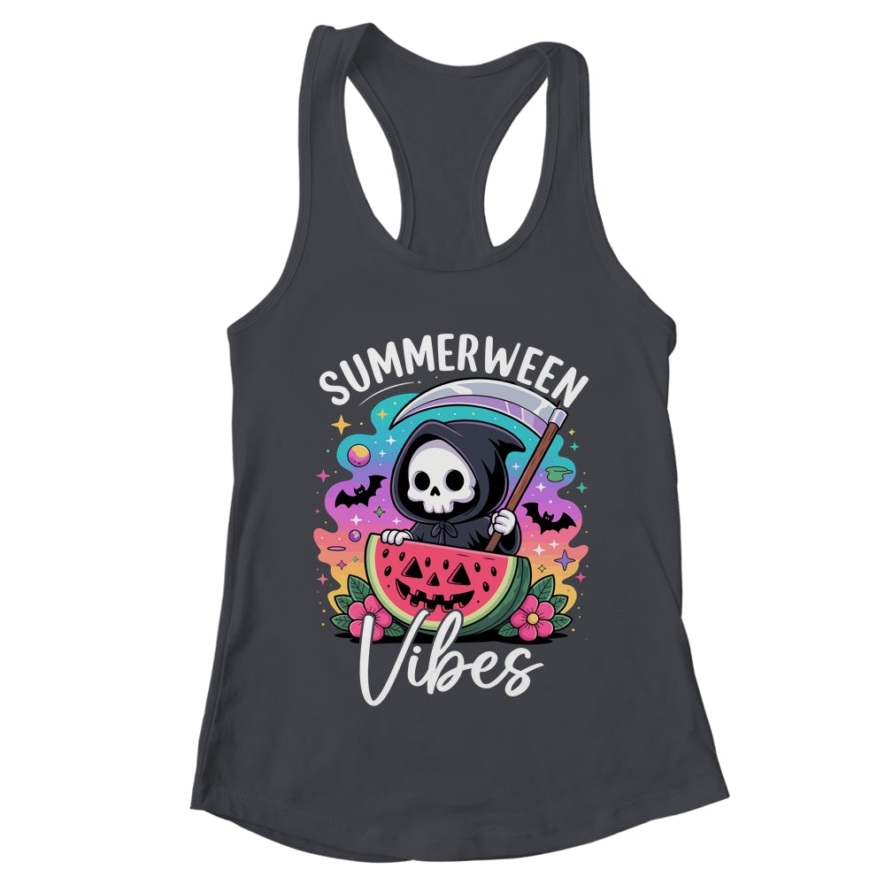 Retro Ghost Summerween Vibe Watermelon Ghost Summer Skeleton Shirt & Tank Top | teecentury