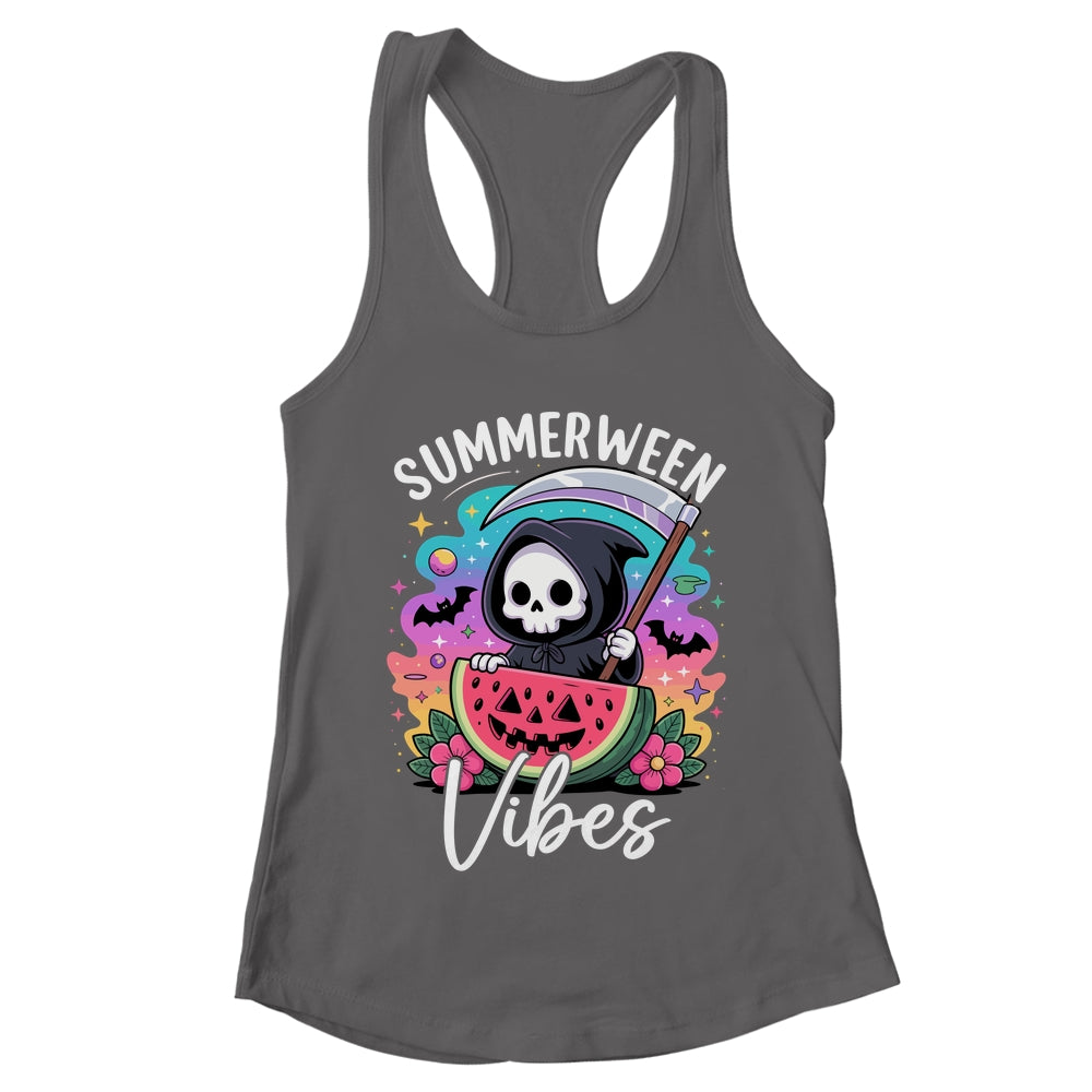 Retro Ghost Summerween Vibe Watermelon Ghost Summer Skeleton Shirt & Tank Top | teecentury