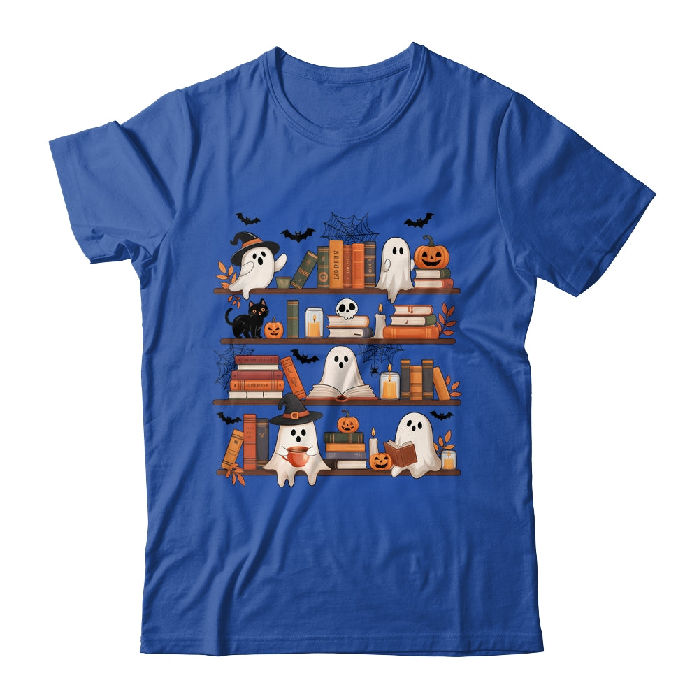 Retro Ghosts Reading Book Halloween Bookshelf Spooky Library Shirt & Hoodie | teecentury