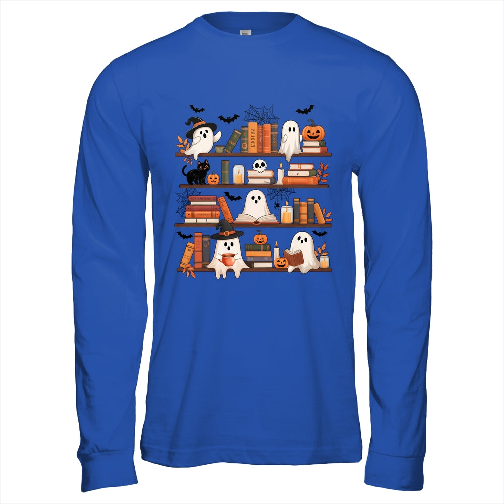 Retro Ghosts Reading Book Halloween Bookshelf Spooky Library Shirt & Hoodie | teecentury
